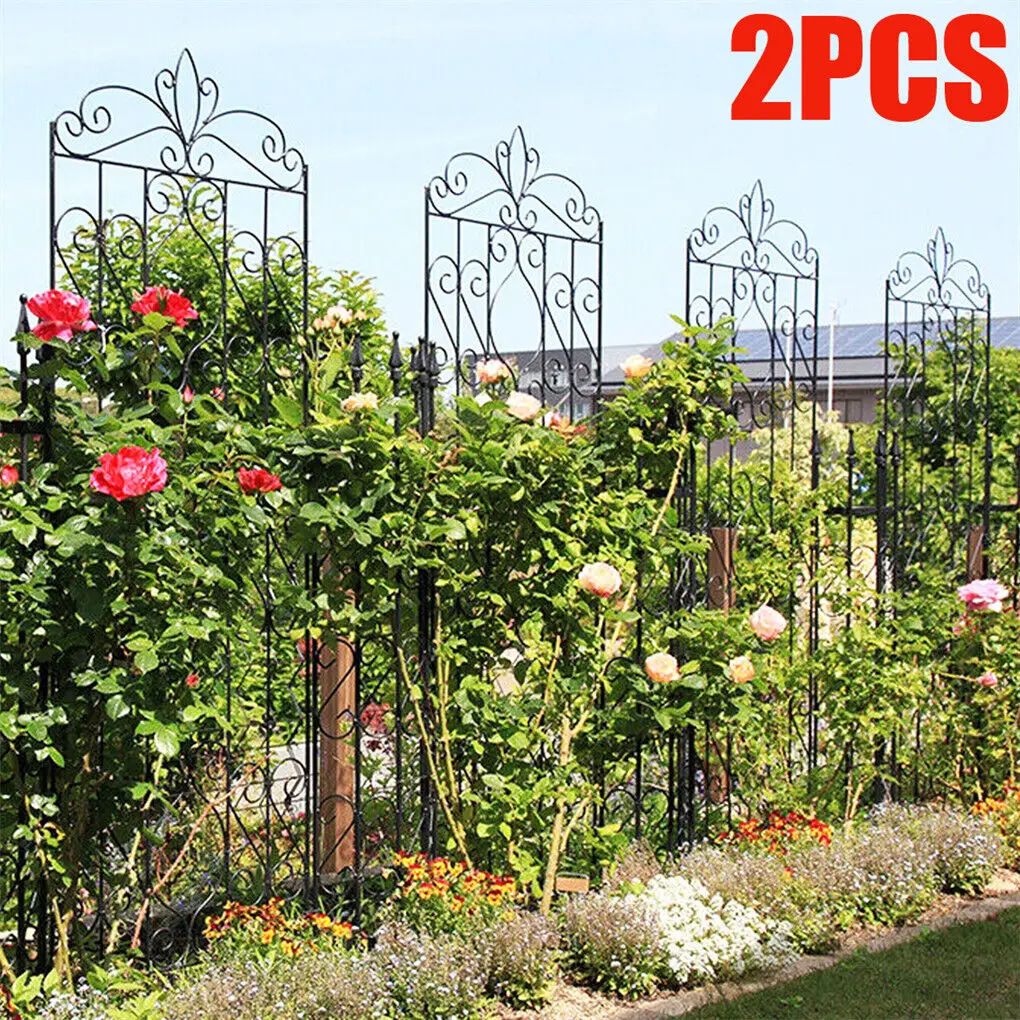 Large Tall Metal Garden Trellis, Plant Climbing Aid, Lattice Antirust Border, Outdoor Yard, 2Pcs