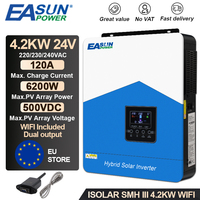 EasunPower 4.2KW Hybrid Solar Inverter off Grid Pure Sine Wave Inverter 24V  230V Dual Output with MPPT 100A Solar Charger