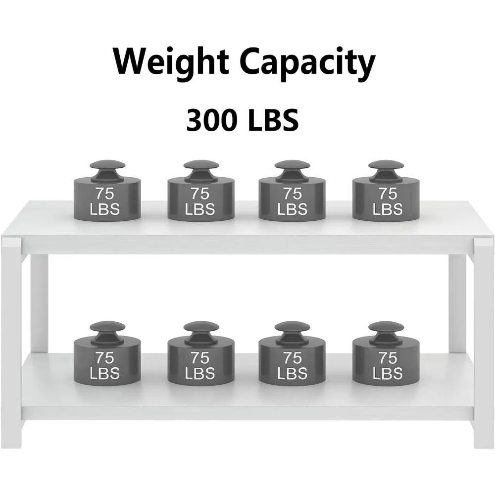طاولة قهوة بيضاء مع مساحة تخزين، طاولة مركزية حديثة لغرفة المعيشة، طاولات كوكتيل من الخشب المعدني الريفي، بلوط أبيض #6