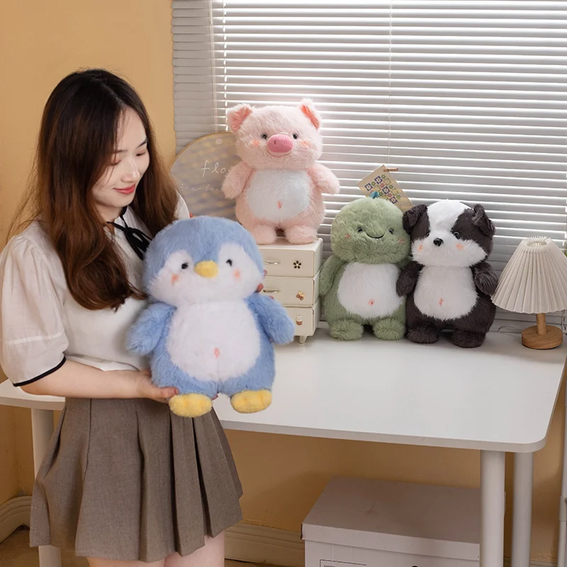 Lindos juguetes de peluche de animales de dibujos animados Kawaii cerdo dinosaurio perro pingüino muñecos de peluche suave divertido juguete de peluche para niños regalos de cumpleaños y Navidad