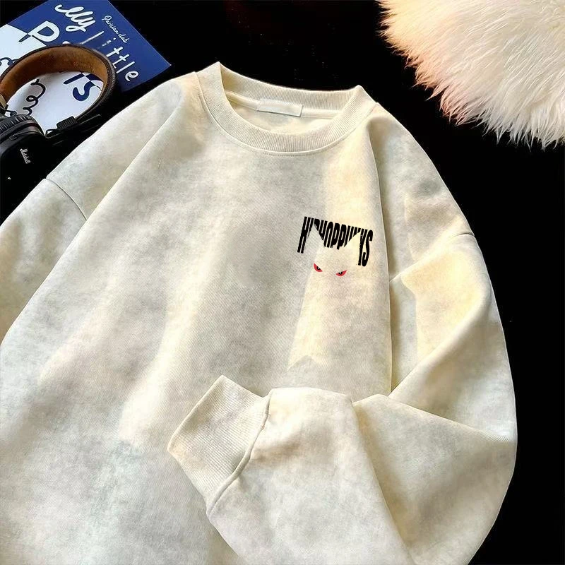 

Thiened Fce Hoodie Sweatirt Men Women Tie Dye Autumn Winter Outwear Casual Street Sle round Ne Pullover Long Sve