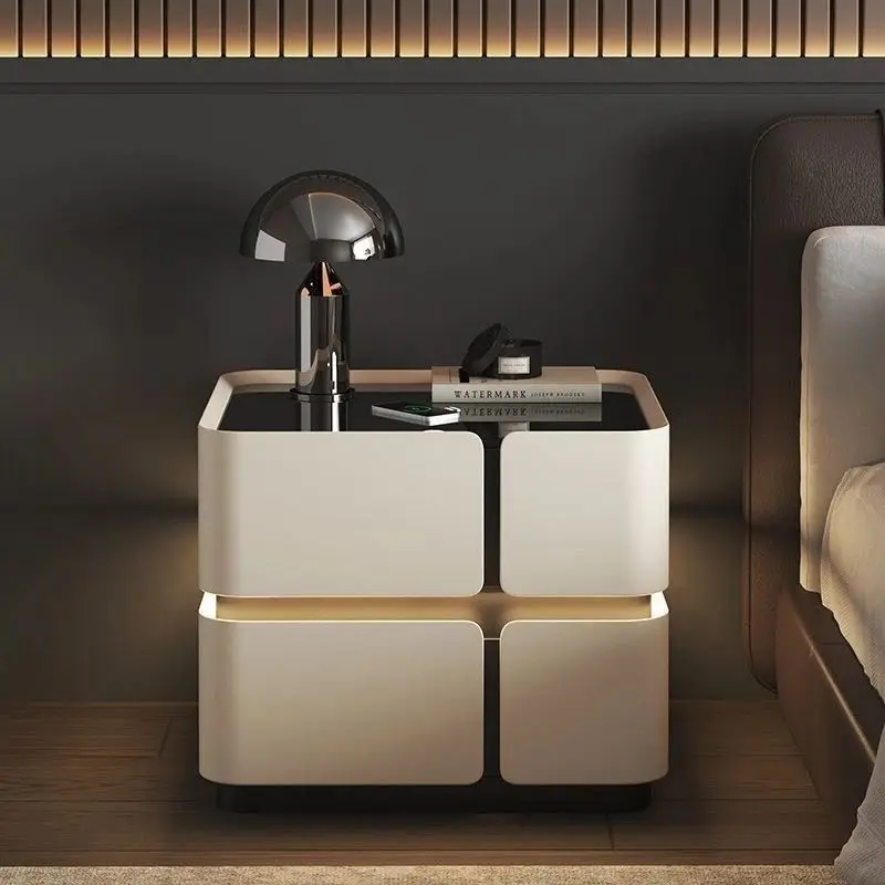 

Modern Simple Cream Style Home Bedroom Storage Bedside Table