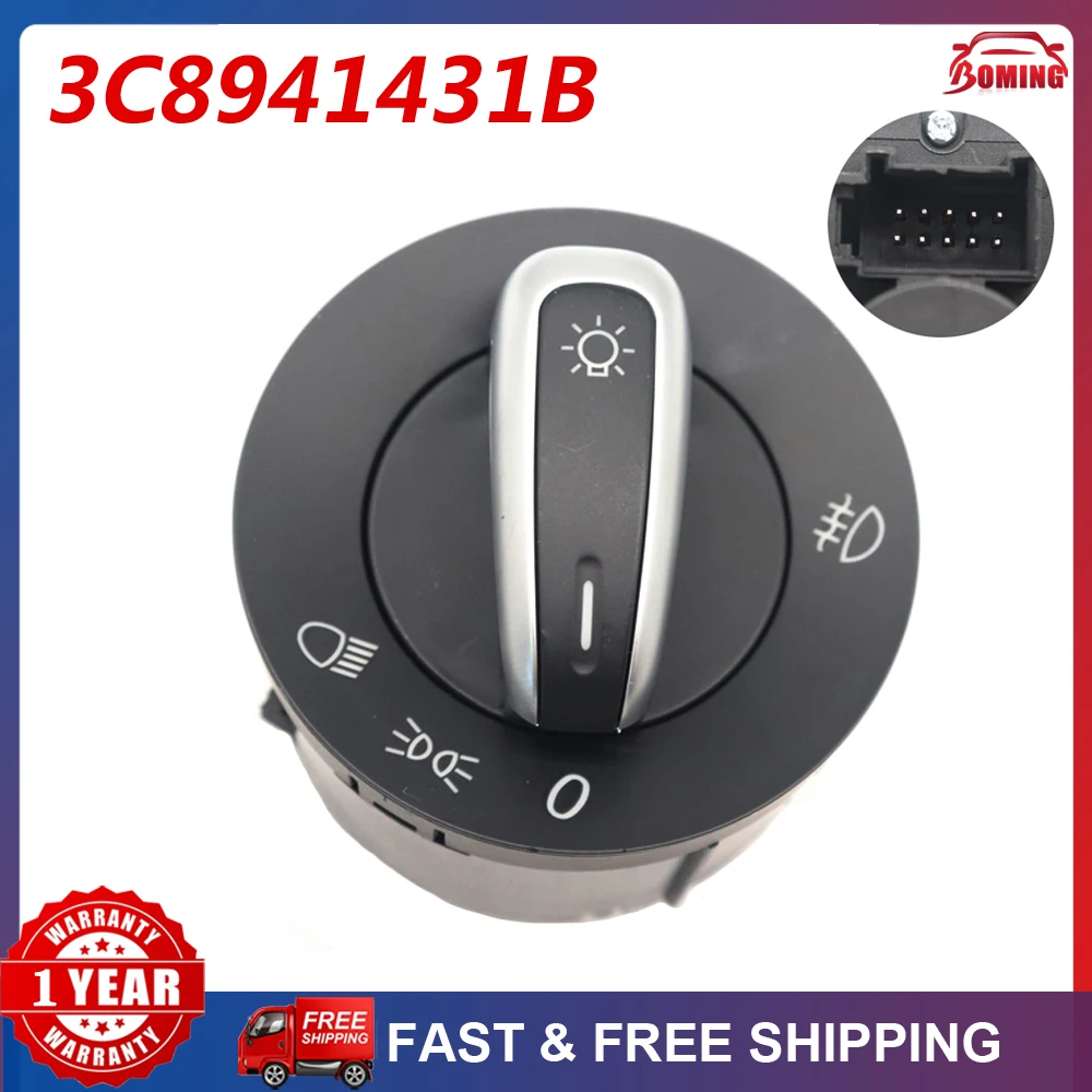 New Car Headlight Head Fog Lamp Light Switch 3C8941431B For Volkswagen Golf Jetta Passat CC Tiguan Eos Touran For Seat Alhambra