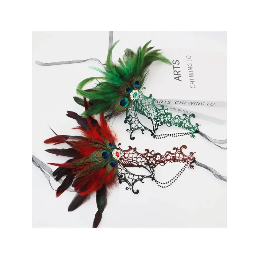 قناع عين مثير ريشة المياه الماس شرابة البندقية حفلة تنكرية الكرة هالوين زي حفلة تنكرية الدعائم سيدة قناع الوجه