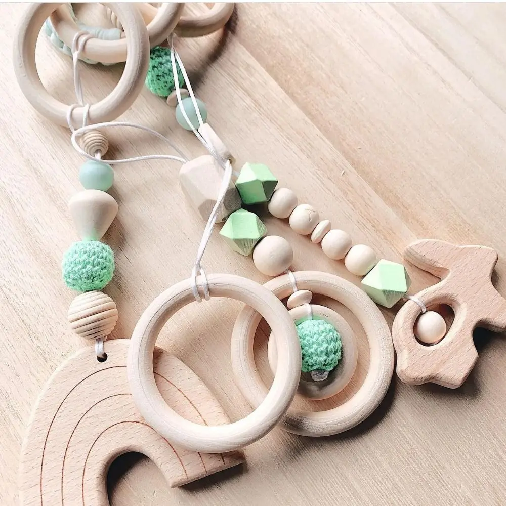 Cognition Sensory Wooden Beech Activity Gym Frame Crochet Rabbit Baby Gym Toys Play Frame Bead Hanging Ring Infant/Toddler