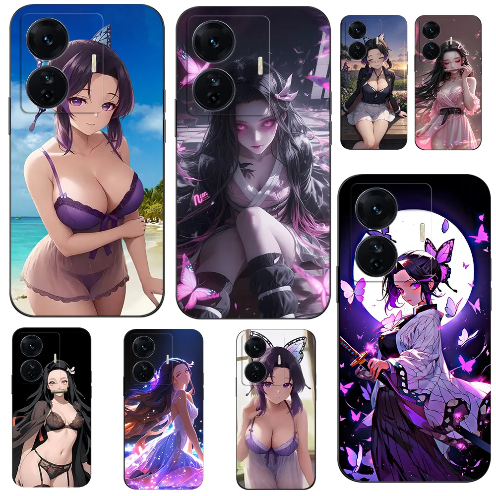 For vivo iQOO Z6 Pro T1 Pro 5G Case T1 Snapdragon 5G Phone Back Cover Soft Silicone Black Tpu Case Demon Slayer NezukoBikini