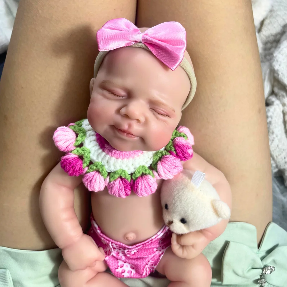 Mini 13 Polegada adorável pascale menina sólida silicone reborn bebê boneca lavável corpo macio silicone boneca brinquedo aniversário presente de natal