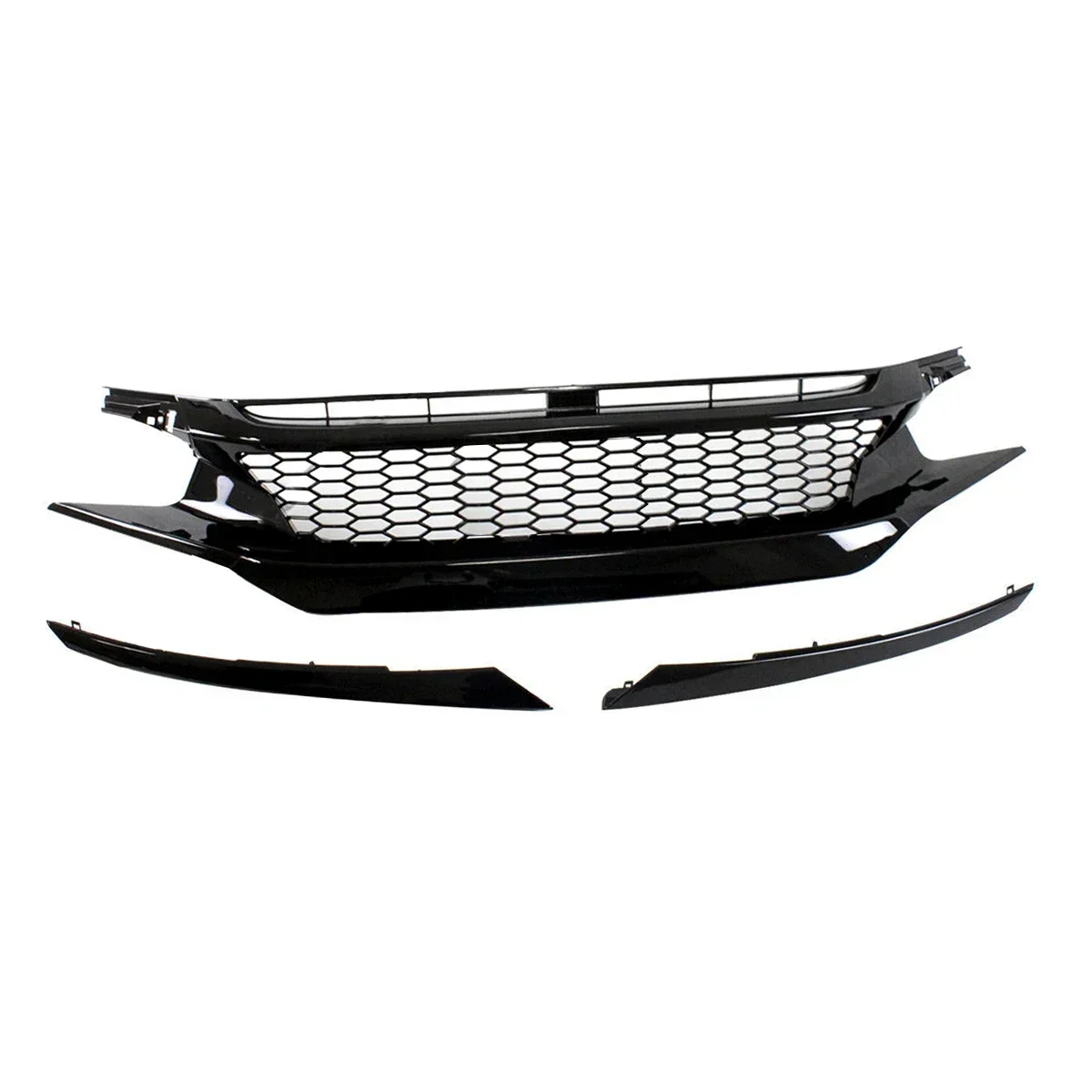 Gloss Black Front Sport Style Mesh Grill Grilles Kidney For HONDA CIVIC 2016-18 10TH Gen 4 door and 2 door models Exterior Part