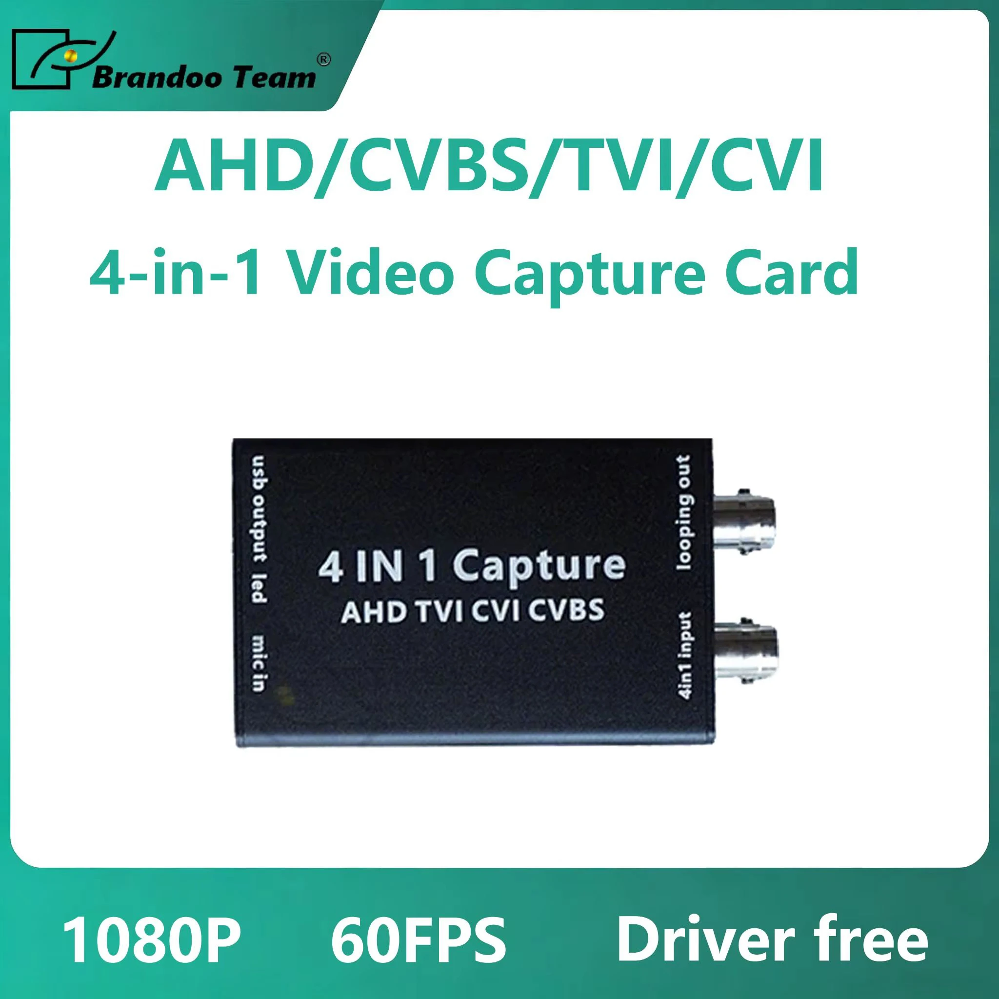 Video Converter 4 in 1 AHD CVBS CVI TVI to USB 3.0 UVC UAC Standard 1080P 60FPS Audio Video 4 in 1/OBS /PotPlayer /Capture Card