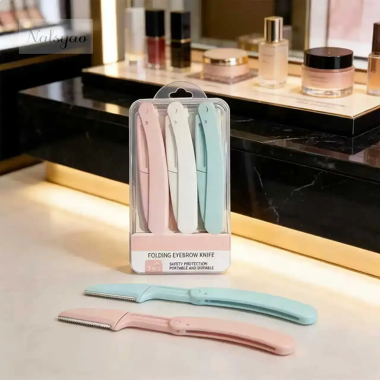 3pc Safe Folding Ladies Face Shaver Eyebrow Trimmer Blade Anti-Scratch Razor Makeup Tools for Women