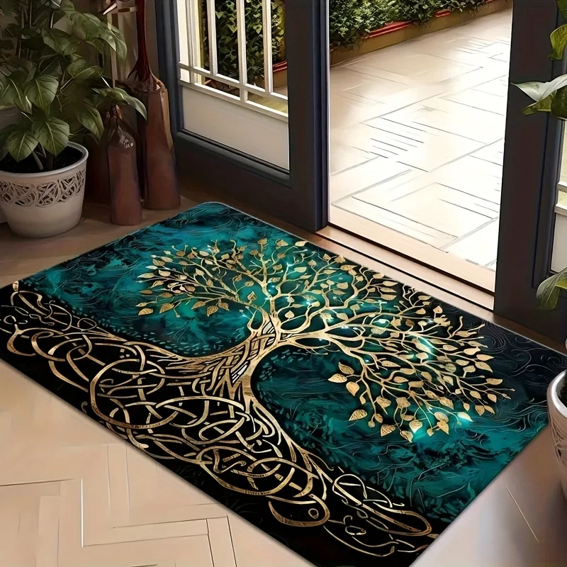 VIKAMA Tapis personnalisé Arbre de Vie, design mystique, paillasson antidérapant et résistant à l'usure pour l'entrée de la maison, décoration intérieure