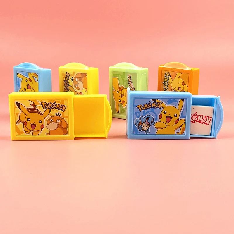 24pcs/lot Creative Pokemon Magic Eraser Cute Writing Drawing Pencil Erasers Stationery For Kids Gifts School Supply