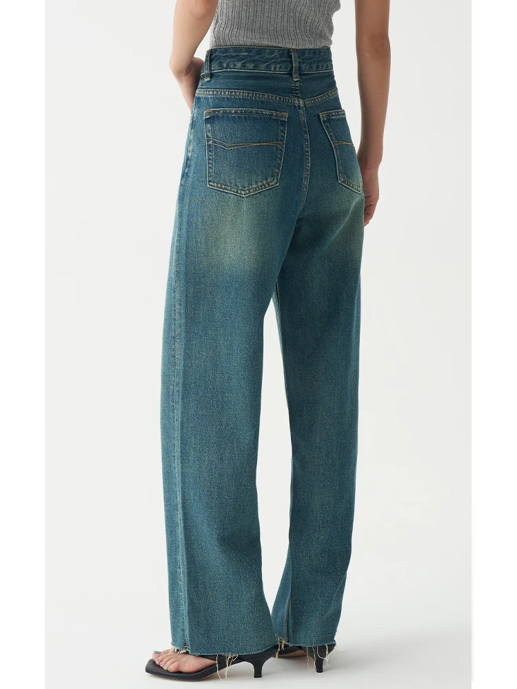 

Джинсы Vdh Studio с высокой талией, узкие, прямые, из льняной ткани, для женщин с фигурой типа «груша», длинные брюки глубокого цвета