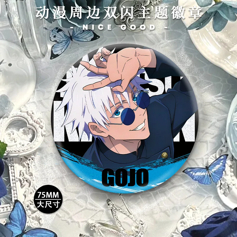 

Anime Jujutsu Kaisen Itadori Yuji Fushiguro Megumi Kugisaki Nobara Cosplay Double Flash Badge Brooch Gift Ambitus