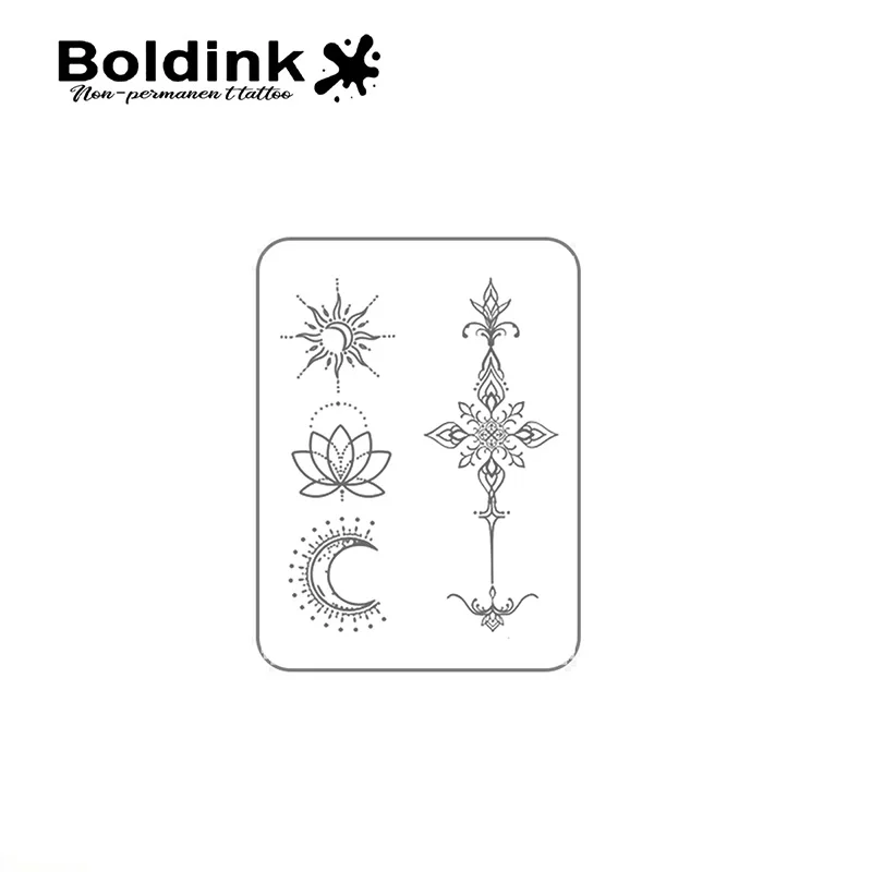 Star - Moon และ Lotus Totem รอยสักชั่วคราว Last ถึง 15 วันเทคโนโลยีใหม่ Magic กันน้ําสติกเกอร์กึ่งถาวร