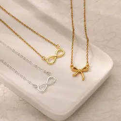 Boho Charm Infinity Pendant Choker Necklace for Women Stainless Steel Couple Wedding Eternal Jewelry Valentine's Day Femme 2025