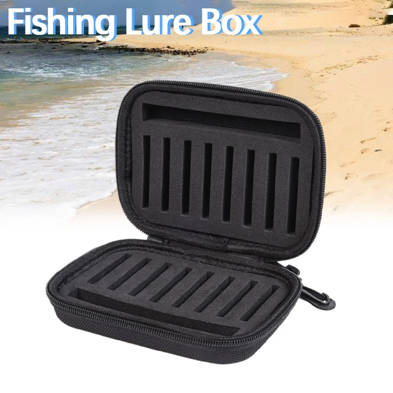 Profesjonalne, przenośne pudełko do przechowywania przynęt muchowych, błystek i woblery, czarne, 16 przegródek, twardy futerał EVA, torba, unisex.