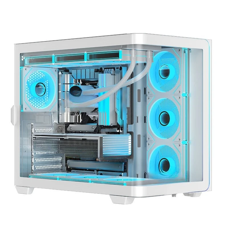 Desktop computer sea view room chassis integrated curved glass side 360 water cooling