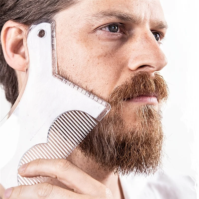 New In Men's All-in-One Beard Styling Comb - Creative Beard Stencil and Shaping Template Tools for Perfectly Groomed Facial Hair