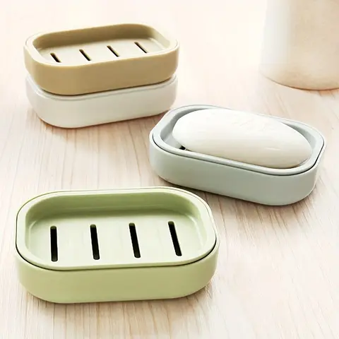 1pc 더블 레이어 배수 비누 상자 - 욕실 및 세면 용품 보관을 위한 청소가 쉬운 플라스틱 비누 홀더