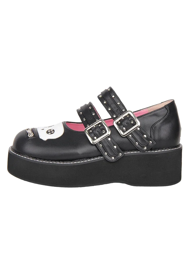2025 New Lolita Shoes Anime Shallow Mouth Cos Cat Animal Round Head Skull Shoes Japanese Girls Unique Single Shoes
