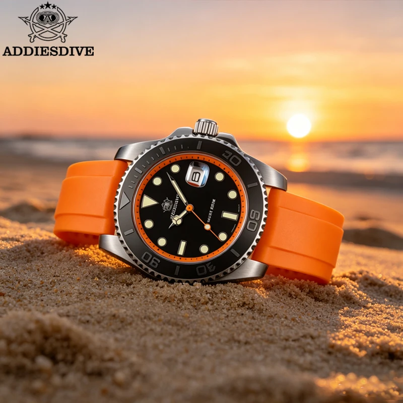 ADDIESDIVE Men Watch 200m Waterproof Japan 2115 Quartz Wristwatch Ceramic Bezel BGW9 Luminous 316L Stainless Steel Luxury Watch