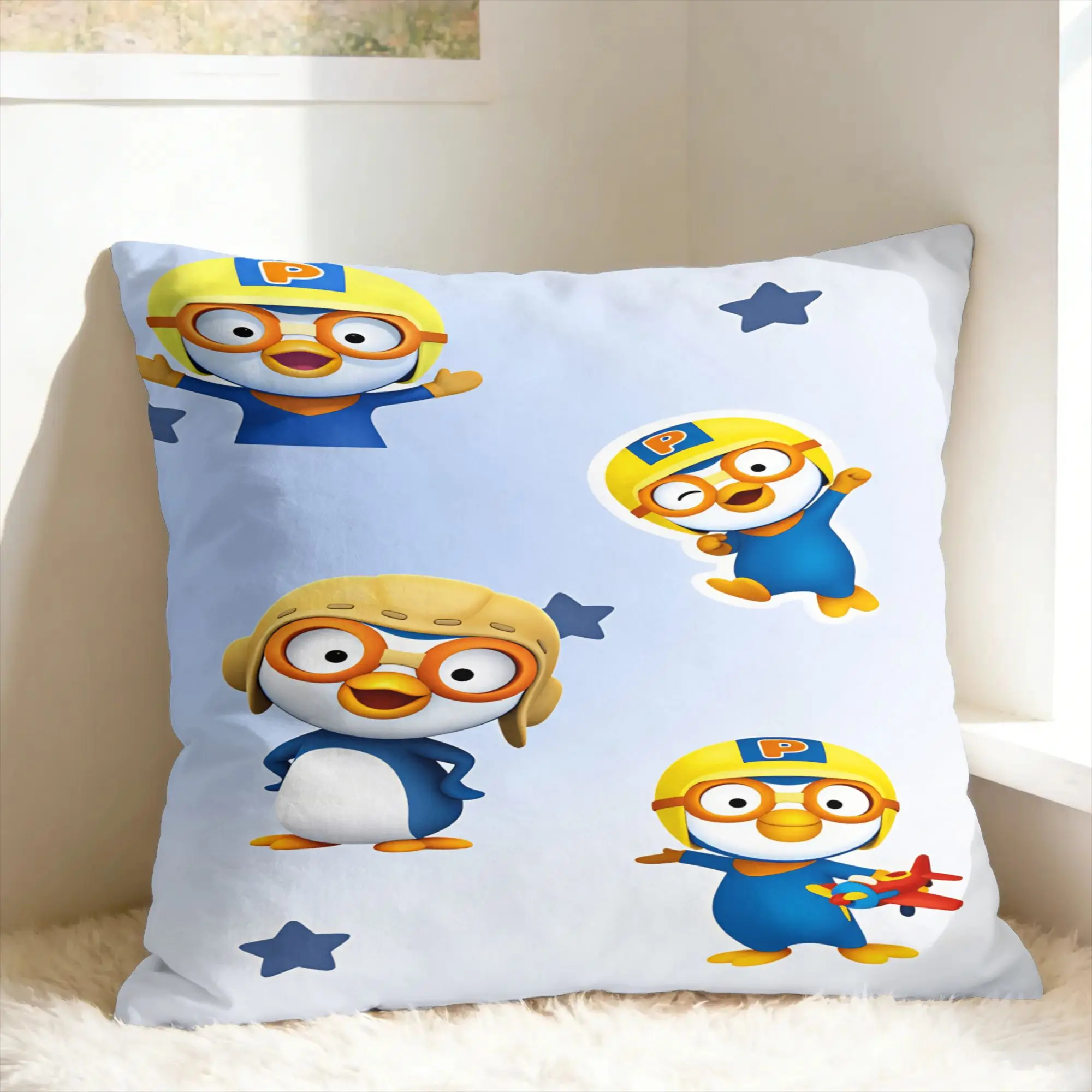 Cartoon P-PororoS Pillowcases  Funny Pillow Case For Living Room Bed Chair Comfy Pillow Cover