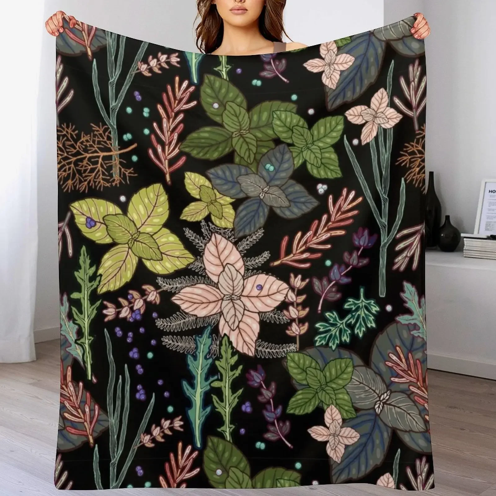 

mysterious herbs Throw Blanket Comforter Furry Designers christmas decoration Blankets