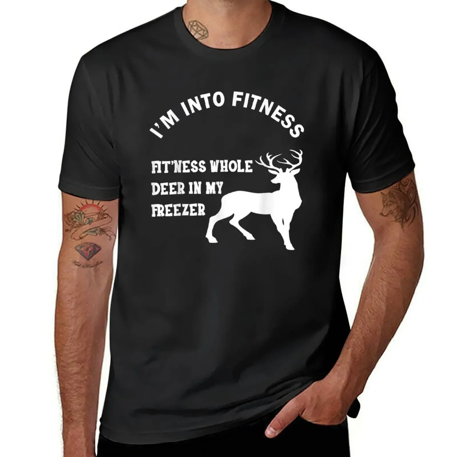 I'm into fitness fit'ness whole deer in my freezer T-Shirt oversized graphic tee vintage graphic tee black t shirts for men