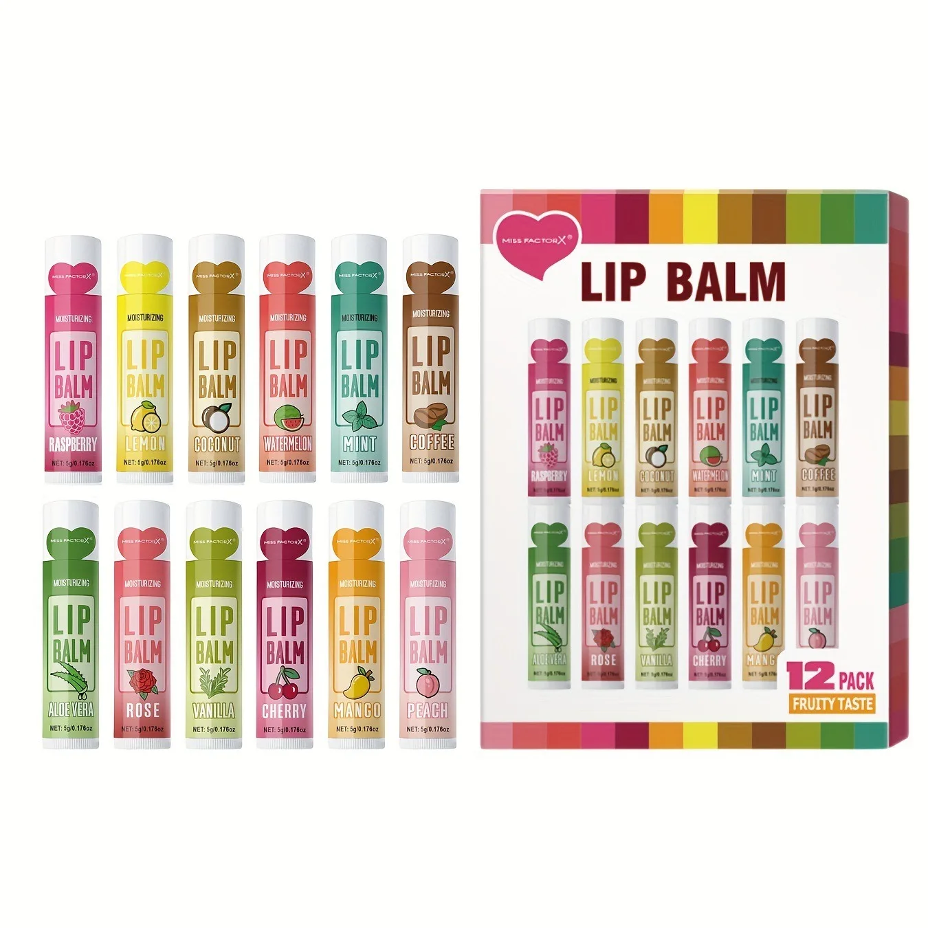 12 stks/doos Fruit Smaak Hydraterende Lippenbalsem Set 5g langdurige Hydrateren Diepe Hydratatie Verhelderende Licht Lip Liner cosmetica