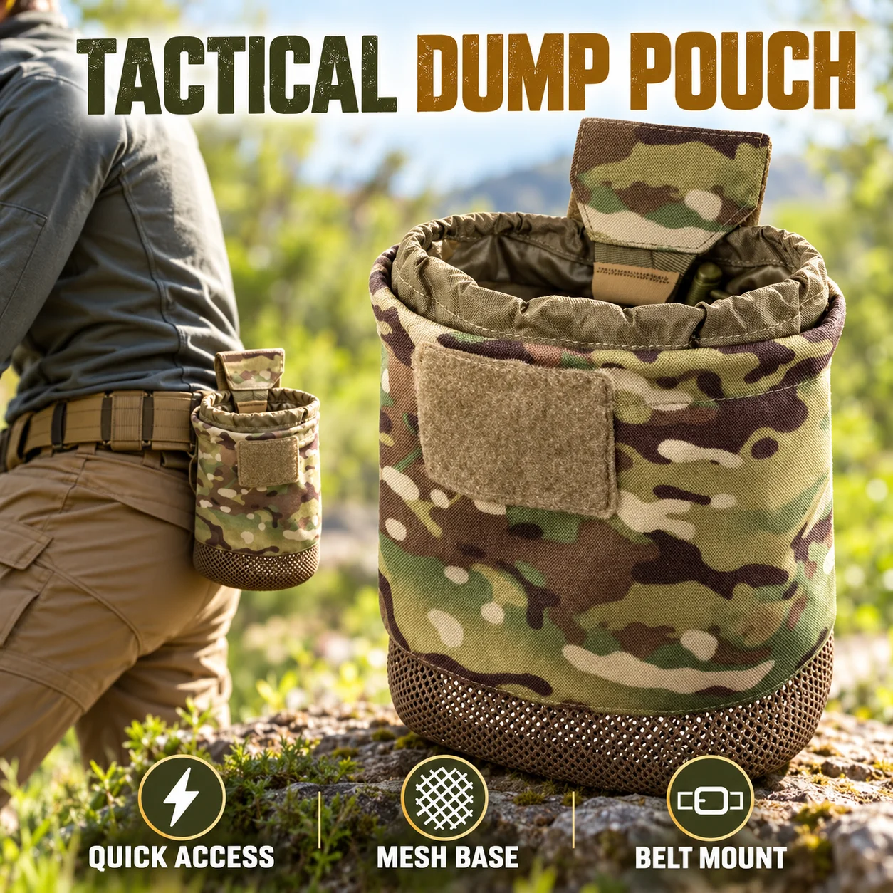 Outdoor Hunting Gear Storage - Tas Taktis MOLLE dengan Tali Serut