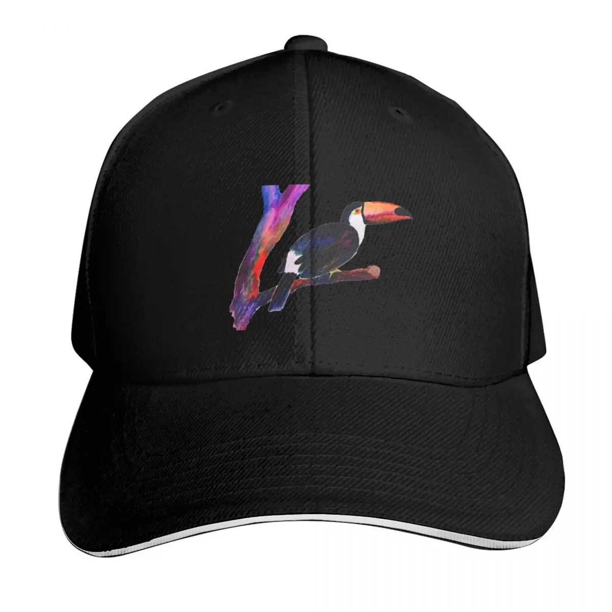 Colorful Parrot Watercolor Painting Baseball Cap Contrast Two Tone Brim Snapback Flat Bill Strapback Dad Hat