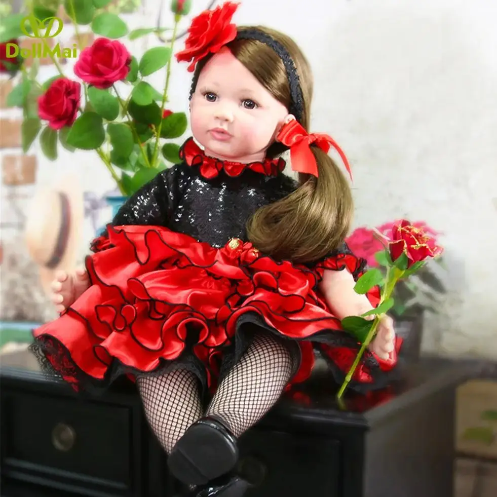 

24 Inch Elegant Reborn Baby Girl Doll 60 cm Soft silicone vinyl limbs noble Princess Toddler Doll Bebe Reborn Boneca