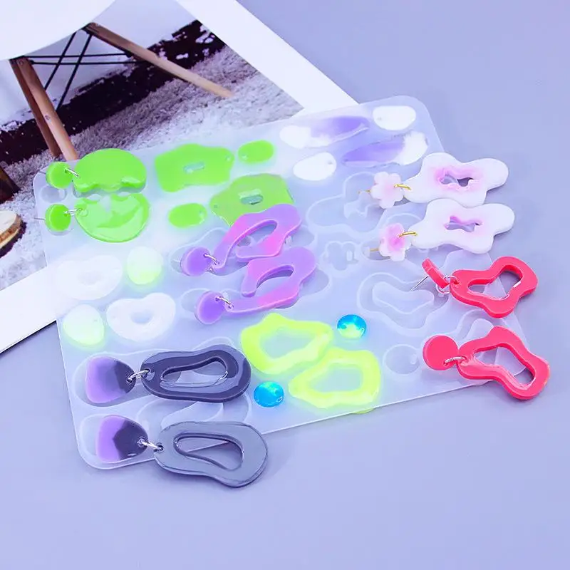 Geometric Earring Pendant Silicone Mold Round Epoxy Resin Mould For DIY Ornaments Keychain Necklace Charms Epoxy Resin Crafts