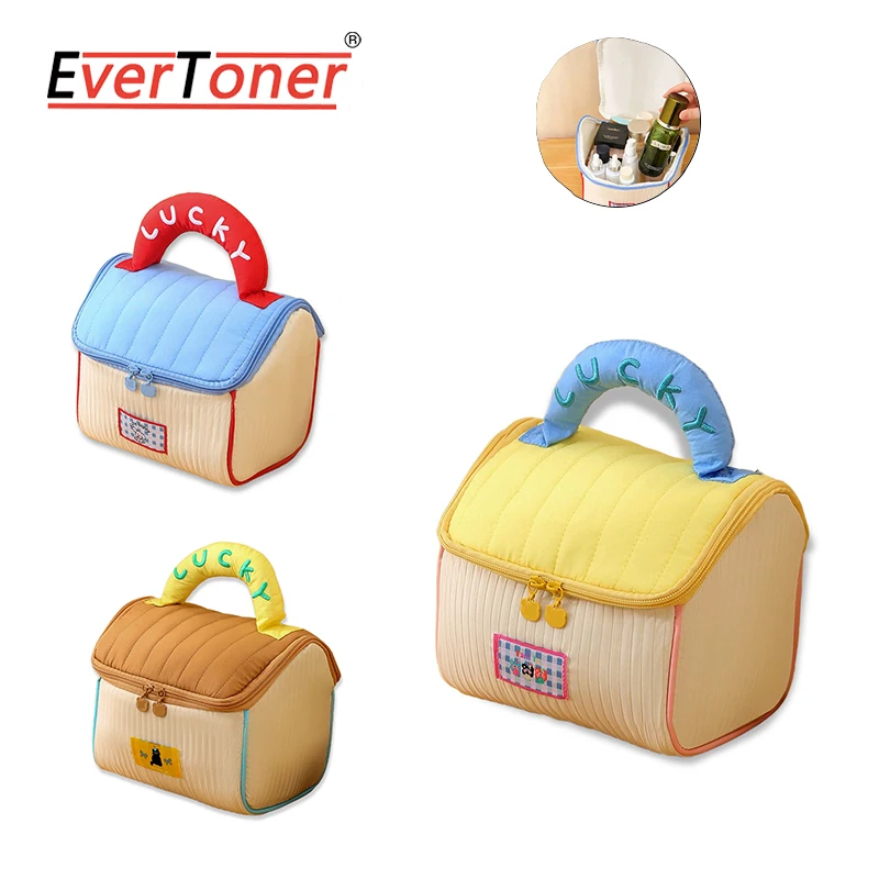 EverToner Makeup bag Large capacity lovely cabin home Zipper Travel Portable makeup storage bag