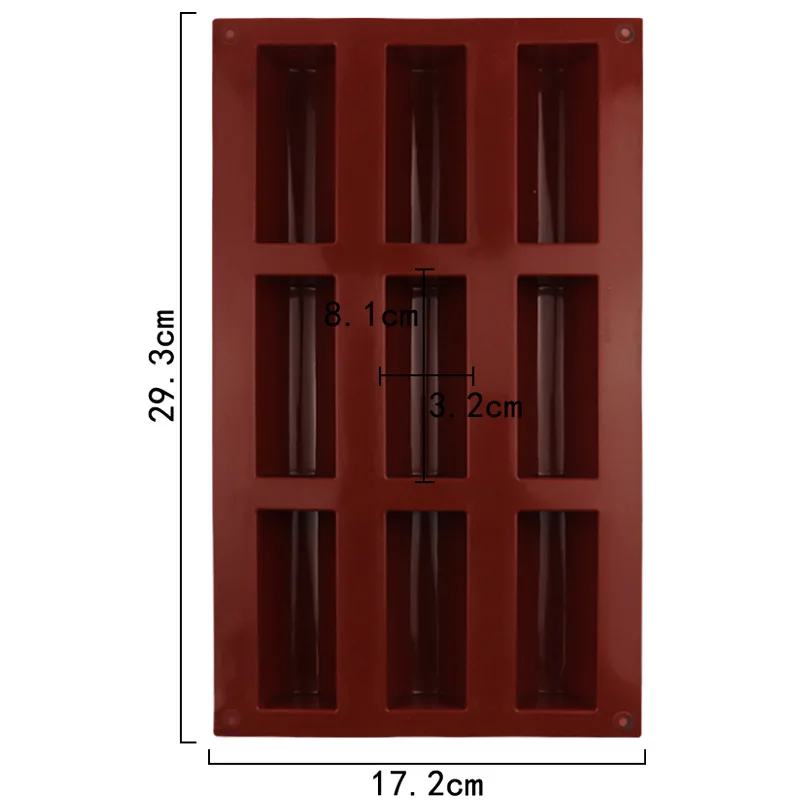 9 Even Semi-cylindrical Strip Silicone Cake Mold Lipstick Tube Mould XG1194