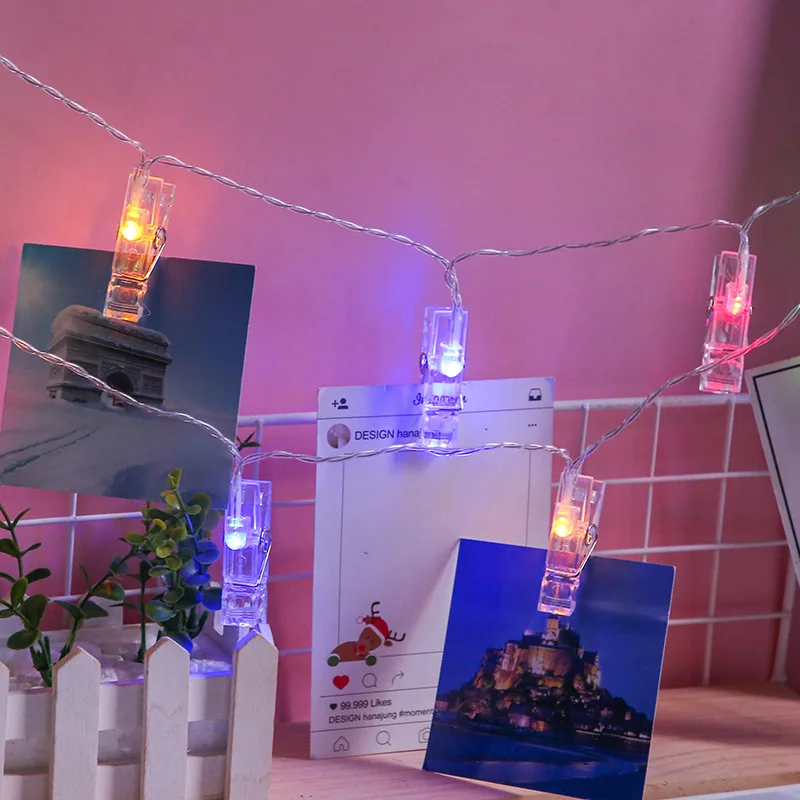 6 m 40 LEDs Lichterkette, Foto-Clip, Feengirlande, Lichterkette, batteriebetrieben, USB-betrieben, für Hochzeit, Geburtstag, Party, Weihnachtsdekoration 02 – Detail 17