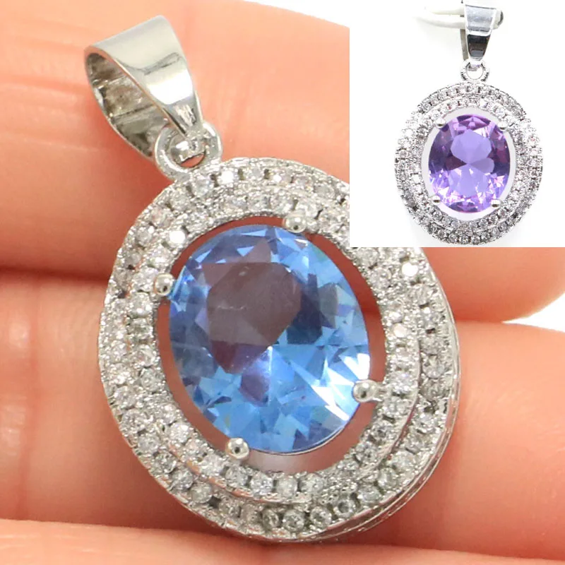 Compre 4 y Obtenga 1 Gratis: Colgante de Plata con Topacio Alejandrita de 28x16mm, Cambia de Color, Topacio Zultanita, Topacio Místico Arcoíris de Fuego, Esmeralda y Circonita Cúbica