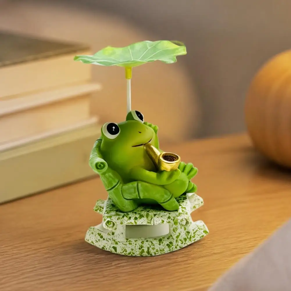 Cute Desk Ornaments Resin Figurines Frog Panda Figurine Cute Resin Bobble Chair Decor Lotus Leaf Design Desk Ornament for Office