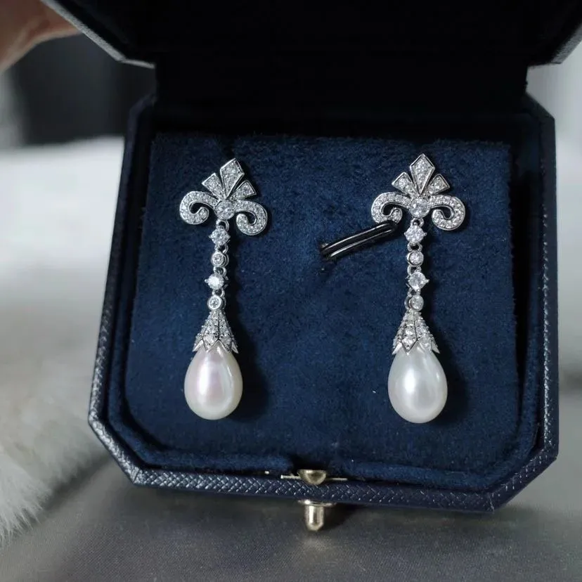 Vintage Art Deco 925 Sterling Silver Synthetic Baroque Pearl Ear Drop Dangle Pearl Tassel Earrings For Women Retro Fine Jewelry