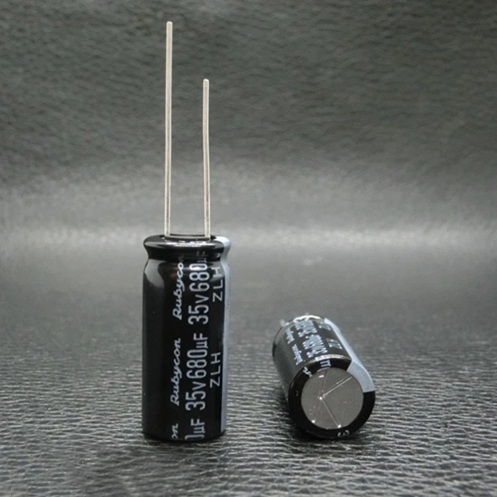 10pcs-100pcs Rubycon ZLH 35v 680uF 35V 10x23mm 105℃ Pitch 5mm Electrolytic Capacitors High Frequency Low Resistance Long lifespa