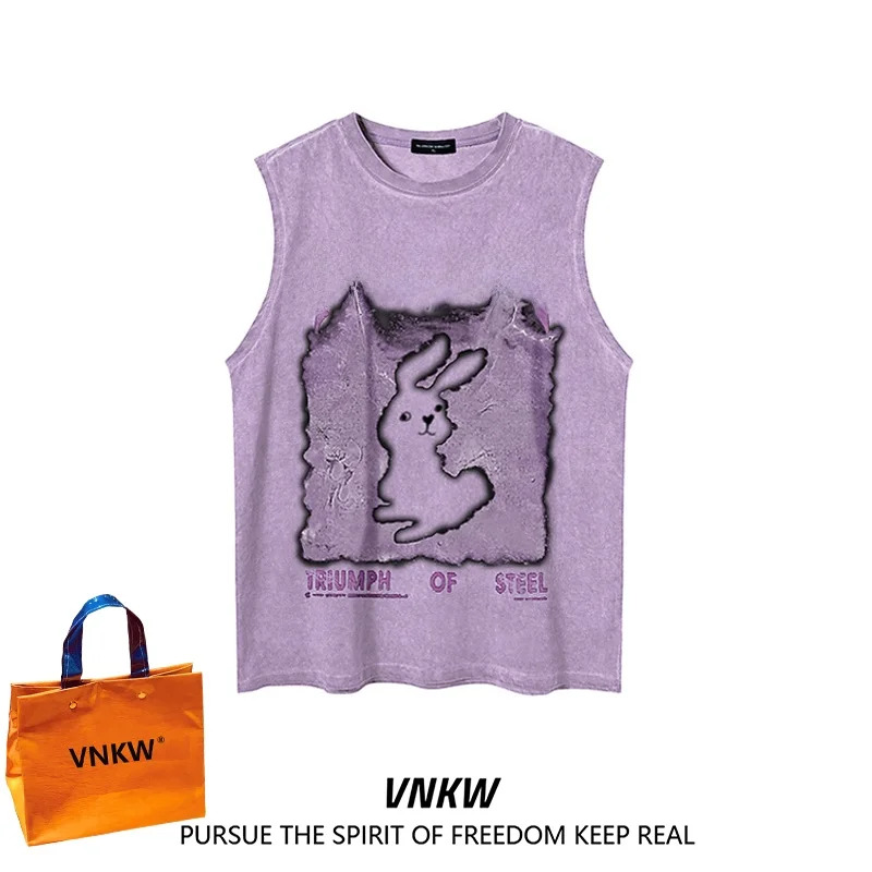 

Мужская летняя футболка Heavyweight Rabbit Svel T-shirt в стиле Sweet-and-Spicy Dopane, модный повседневный топ с круглым вырезом, безрукавка