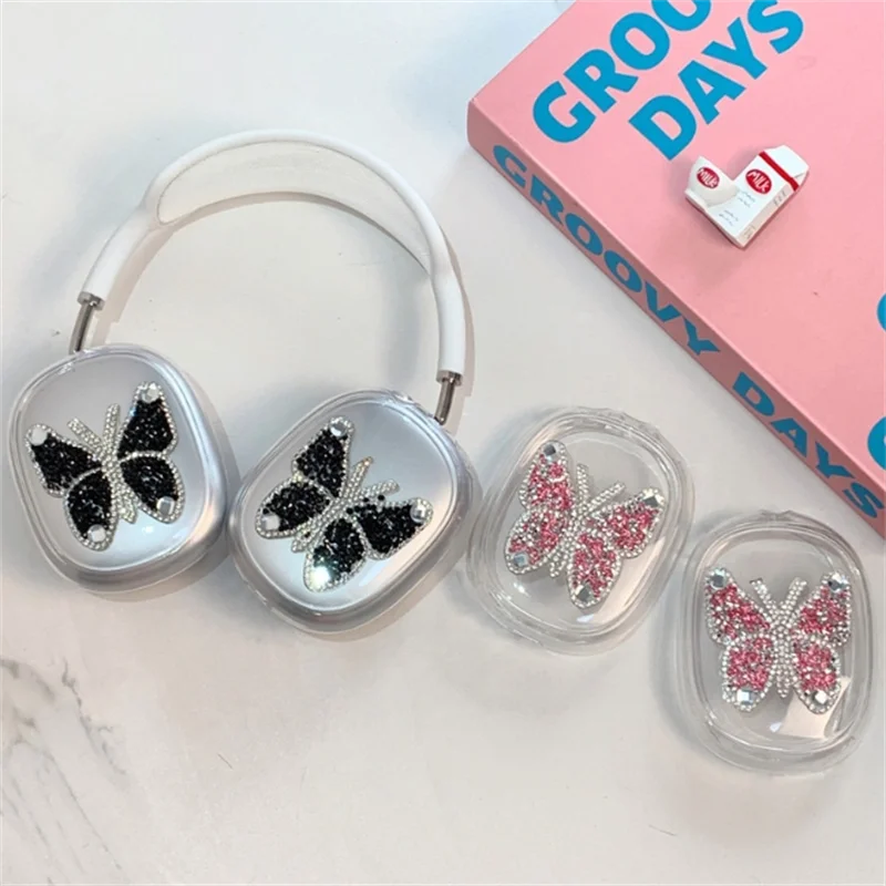 3D Butterfly Glitter Diamond Set Protective Case For Apple Airpods Max Earphone Case Silicone Headphone ForAirpodsMax Protective