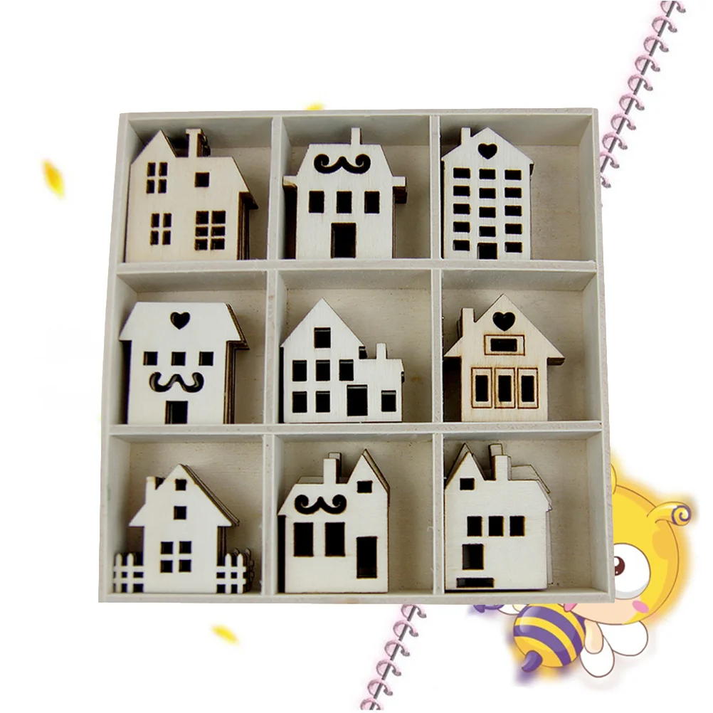 

45 Pcs Wood Chip House Wooden Hanging Decorations Slice Pendants for Home Slices Neutral Gingerbread Ornaments Manual