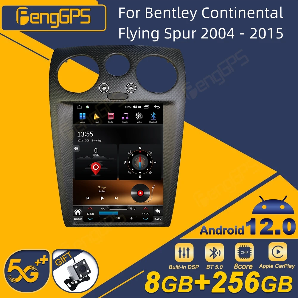 

For Bentley Continental Flying Spur 2004 - 2015 Android Car Radio Carbon Fibre Screen 2din Stereo Receiver Autoradio Unit