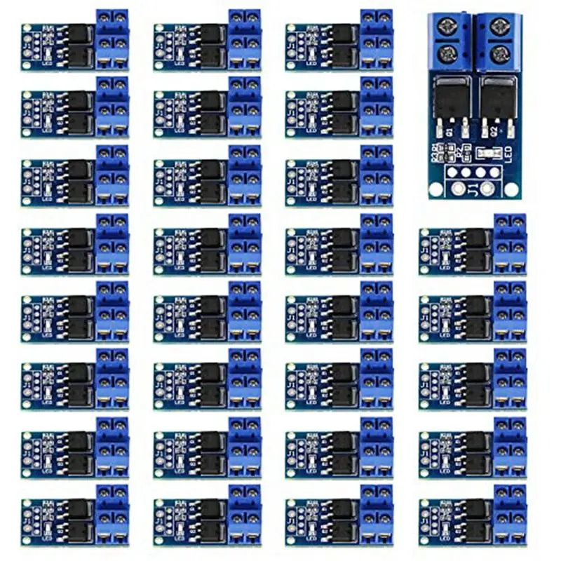 AA83 30PCS MOSFET Switch Drive Module DC 5V-36V 15A(Max 30A) 400W Dual High-Power 0-20KHz PWM DC Motor Speed Controller