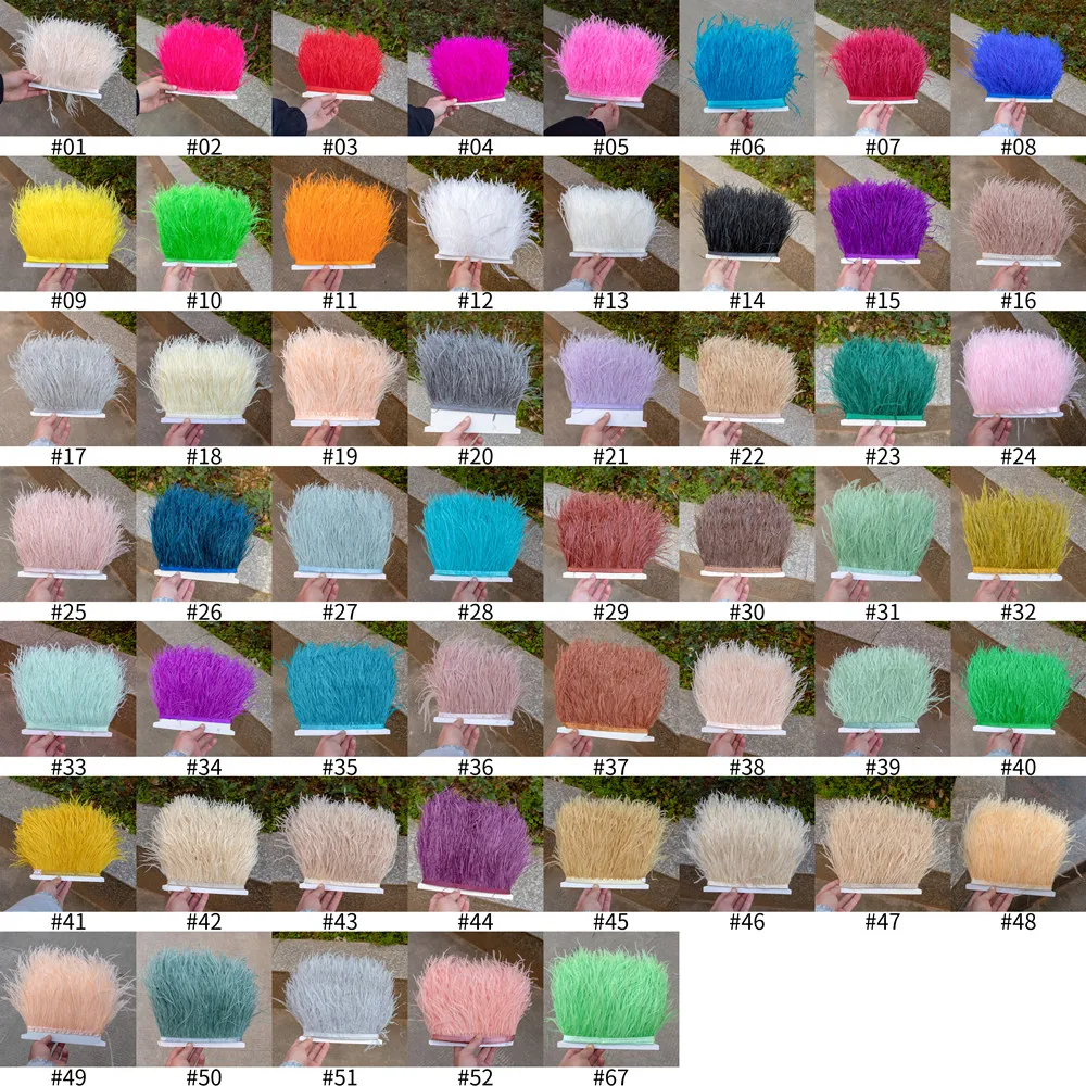 10-15CM Multicolor Ostrich Feathers Trim 1Meter 5Meter 10Meter Natural Plumes Selvage Tassel Ribbon For Wedding Dress Decoration