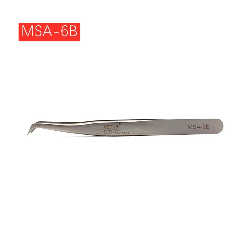 100% Original VETUS Tweezers MSA Series for Eyelashes Extension Ultra Rigidity Precision Stainless Steel Curved Tweezers