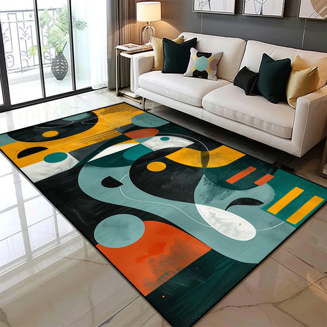 Nordic Geometric Carpet Living Room Luxury Flannel Rugs for Bedroom Decor Soft Non-slip Lounge Sofa Floor Mats Decoration Home