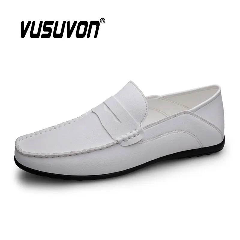 

Men Penny Loafers Size 38-47 Comfortable Round Toe Classic Fashion Split Leather Casual Shoes Breathable Summer Flats